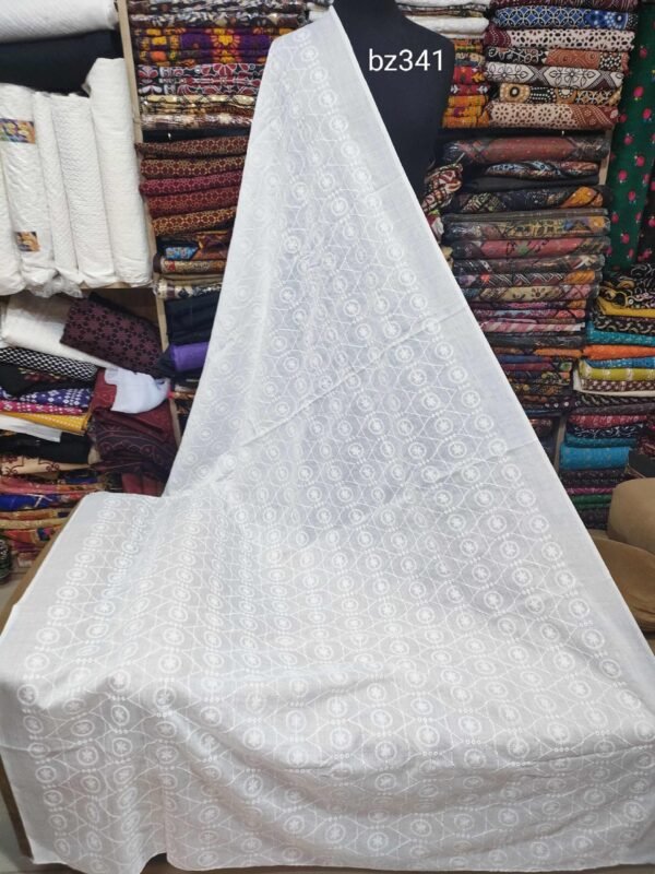 White Lawn Chikankari Shawl - Image 2