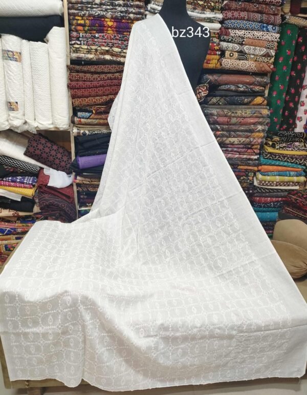 White Lawn Chikankari Shawl - Image 2