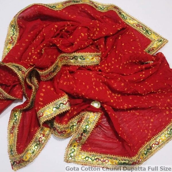 Cotton Chunri Embroidered Handmade Dupatta