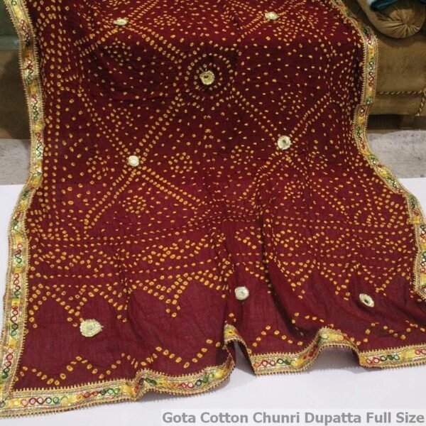 Cotton Chunri Embroidered Handmade Dupatta - Image 3