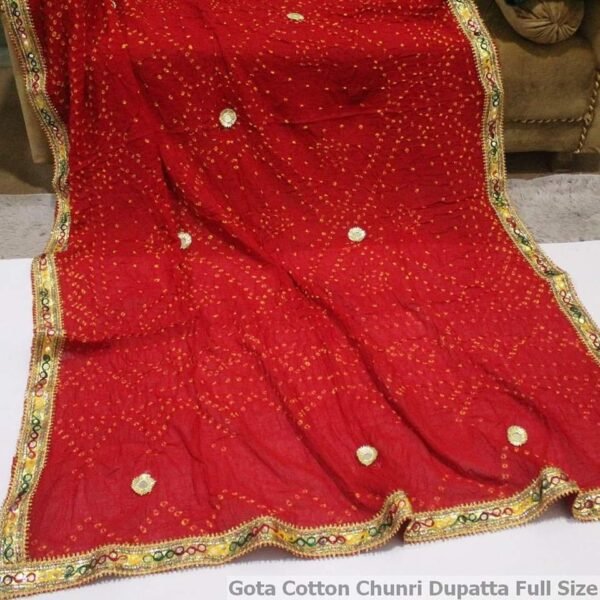 Cotton Chunri Embroidered Handmade Dupatta - Image 2