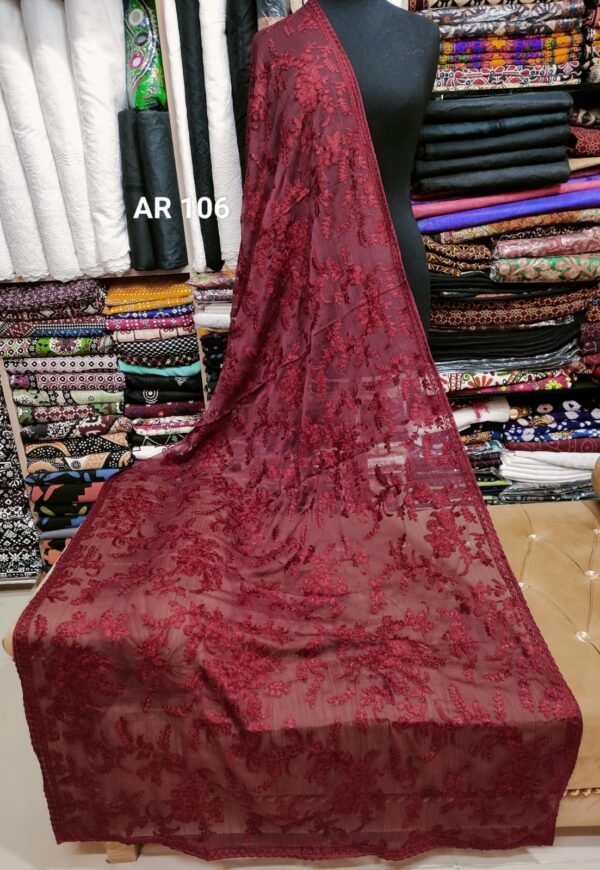 Crinkle Chiffon Embroidered Dupatta - Image 2