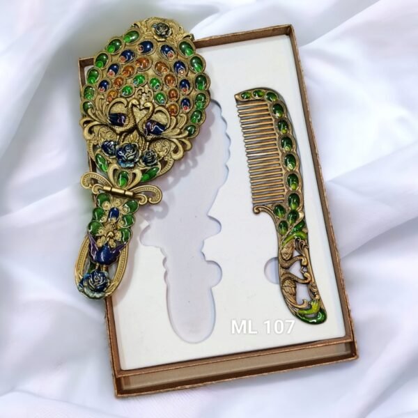 Large Metal Comb and Mirror Set 9 inches