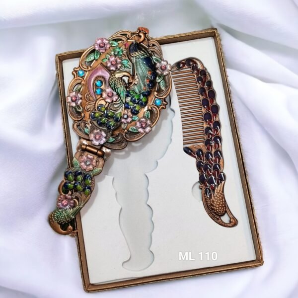 Large Metal Comb and Mirror Set 9 inches