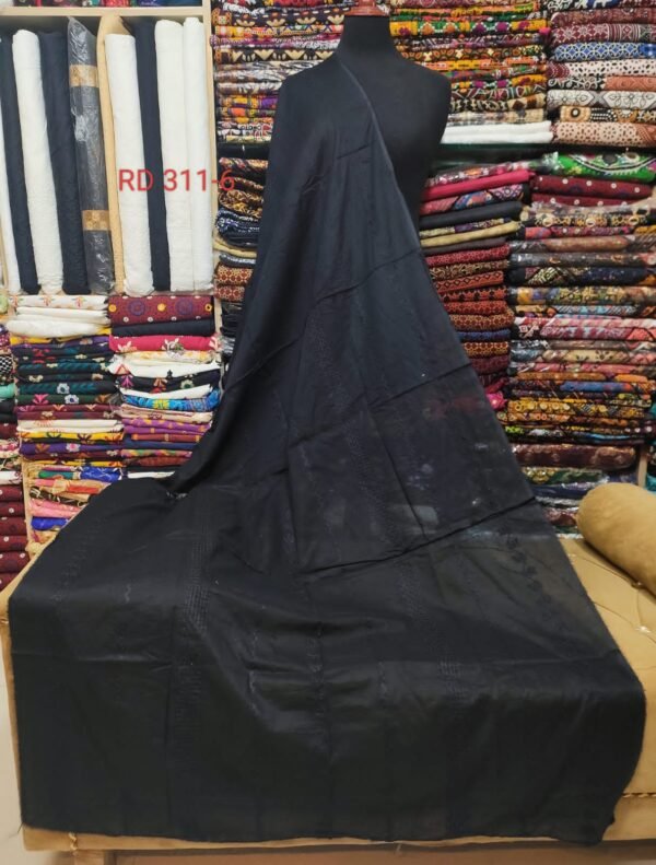 Black Pure Lawn Embroidered Dupatta - Image 2