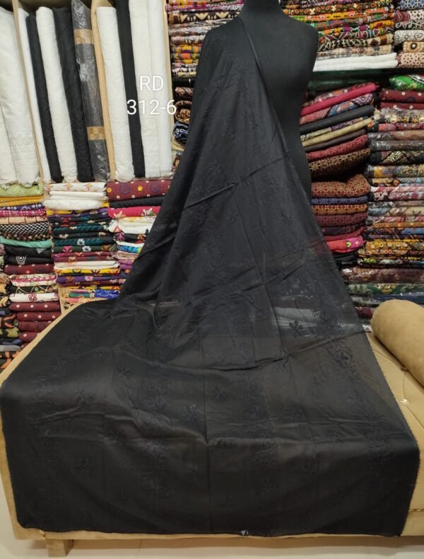 Black Pure Lawn Embroidered Dupatta - Image 2