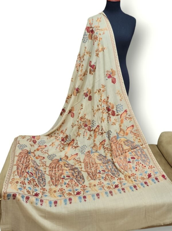 Pashmina Shawl Peacock Embroidery Needlework Shawl - Image 3