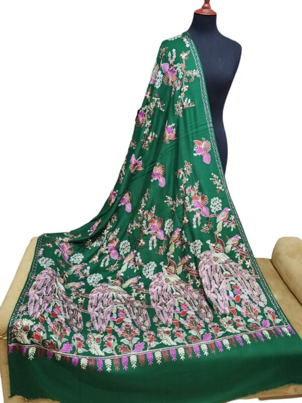 Pashmina Shawl Peacock Embroidery Needlework Shawl - Image 3