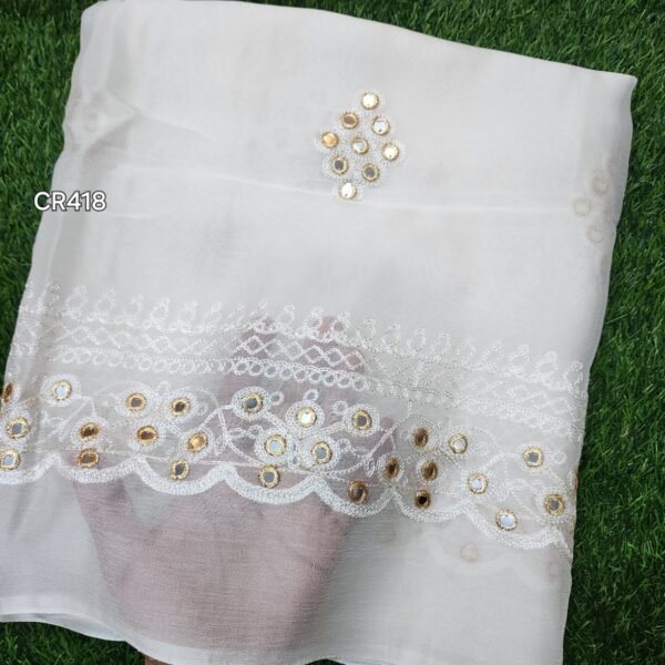 Crinkle Chiffon Fancy Embroidered Dupatta Dyeable