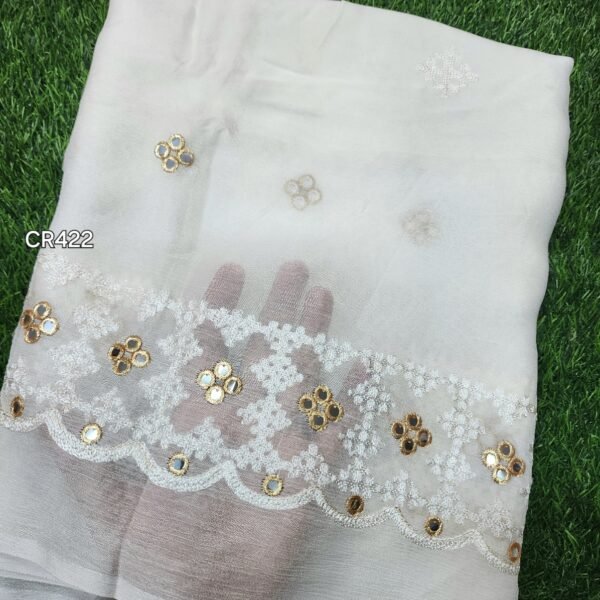 Crinkle Chiffon Fancy Embroidered Dupatta Dyeable