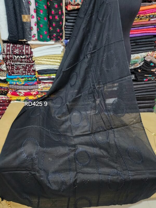 Black Pure Lawn Embroidered Dupatta - Image 2