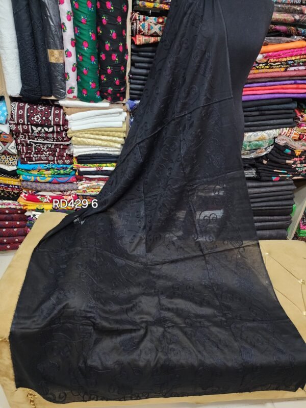 Black Pure Lawn Embroidered Dupatta - Image 2