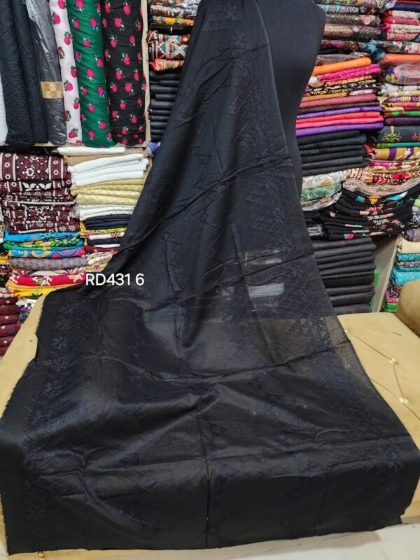 Black Pure Lawn Embroidered Dupatta - Image 2