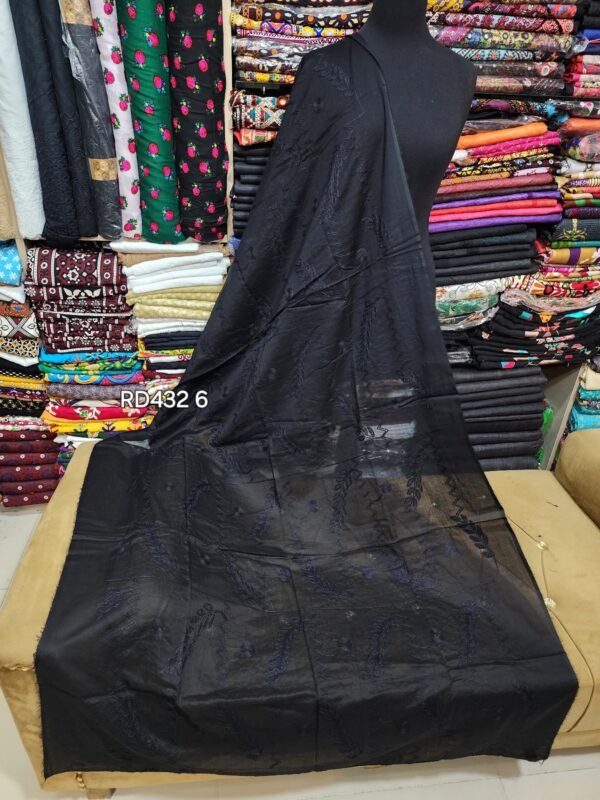 Black Pure Lawn Embroidered Dupatta - Image 2