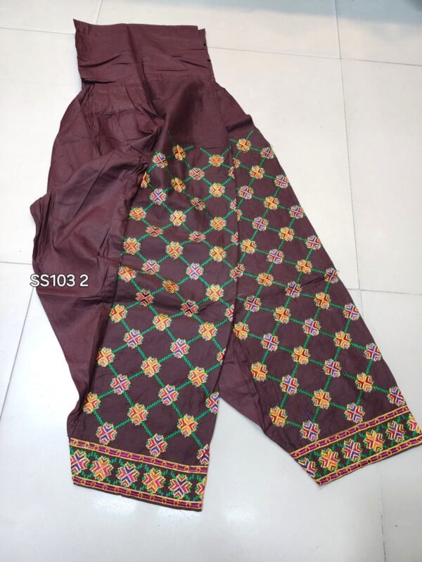 Stitched Cotton Patiala Style Embroidered Shalwar