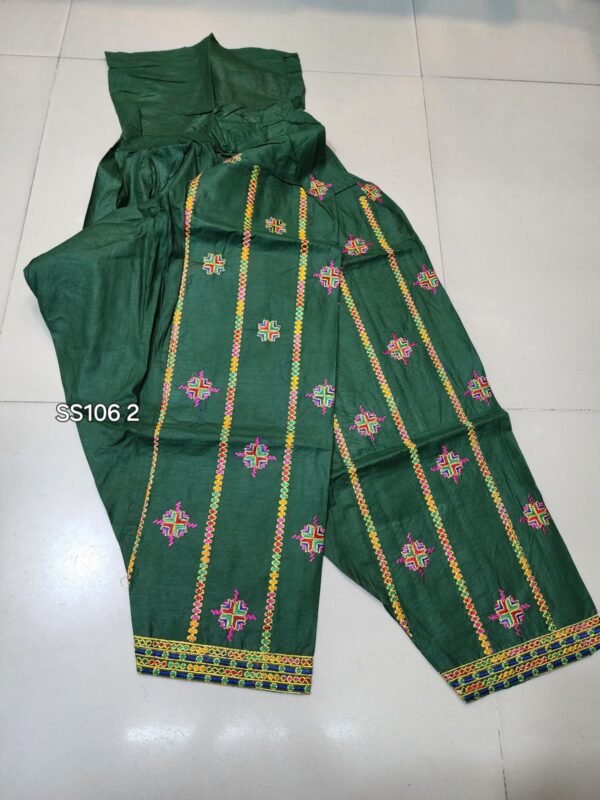 Stitched Cotton Patiala Style Embroidered Shalwar