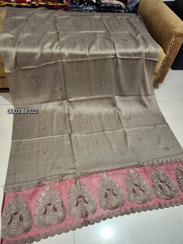 Pashmina Shawl Tissue Border Embroidered 2024 Design Beautiful Gift For Her - Image 3