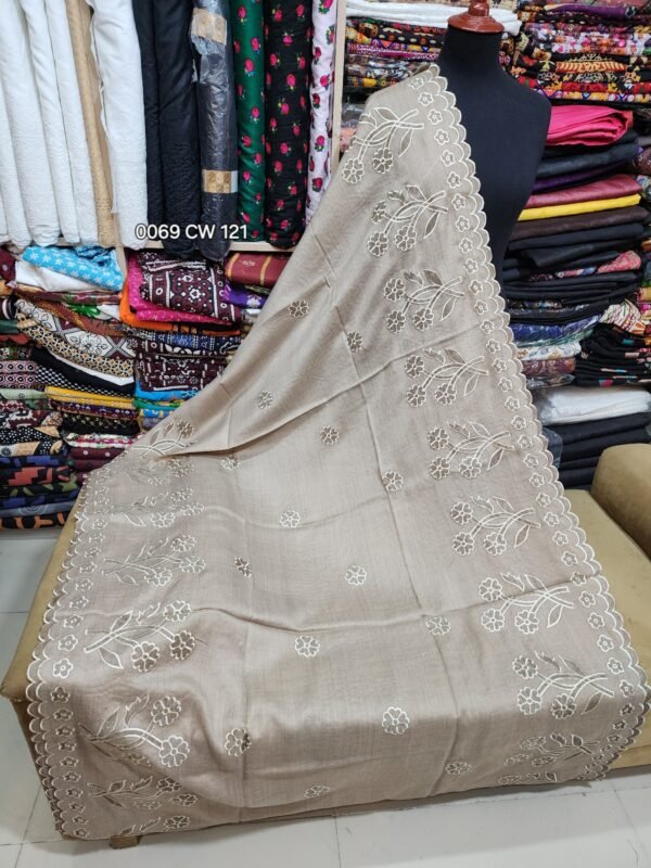 Cutwork Heavy Border Pashmina Shawl All Embroidery Beautiful Shawl Perfect Gift - Image 2