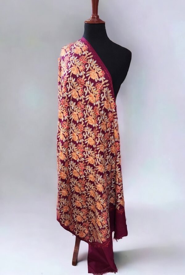 Pashmina Stole Full Embroidery Kashmiri Work in Sale Price perfect Gift 80x28 inches - Image 2