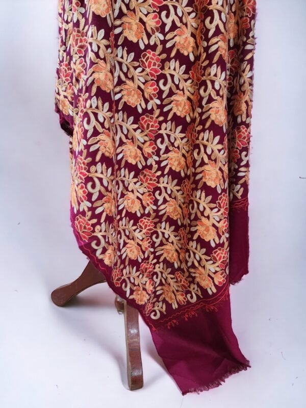 Pashmina Stole Full Embroidery Kashmiri Work in Sale Price perfect Gift 80x28 inches - Image 4