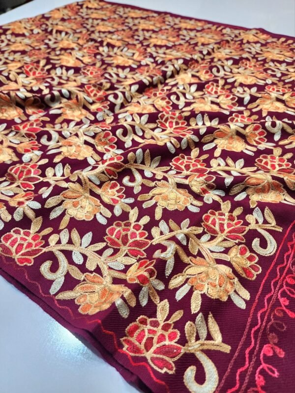 Pashmina Stole Full Embroidery Kashmiri Work in Sale Price perfect Gift 80x28 inches - Image 5