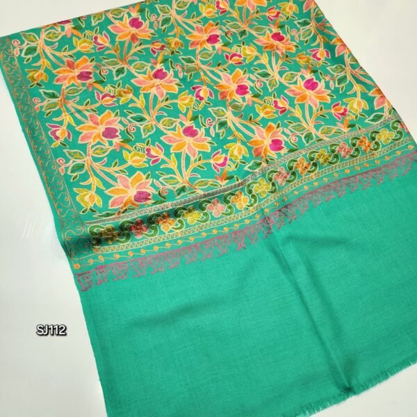 Gulabkar Pashmina Shawl Full Embroidered Kashmir Work Multi Embroidery Perfect Gift - Image 6