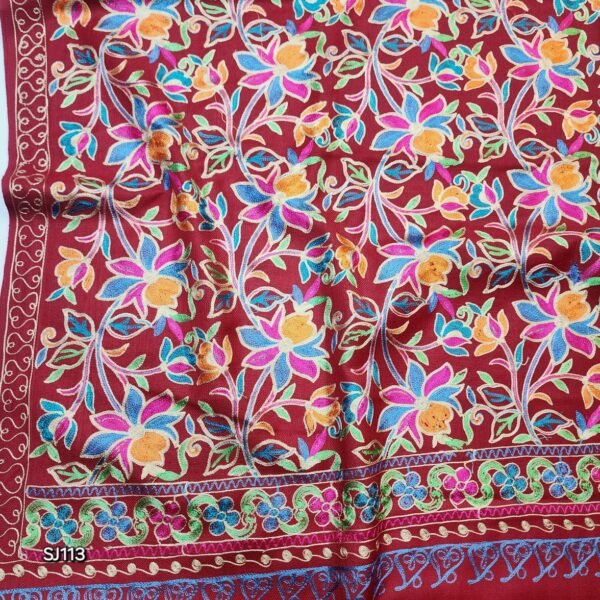 Gulabkar Pashmina Shawl Full Embroidered Kashmir Work Multi Embroidery Perfect Gift - Image 9