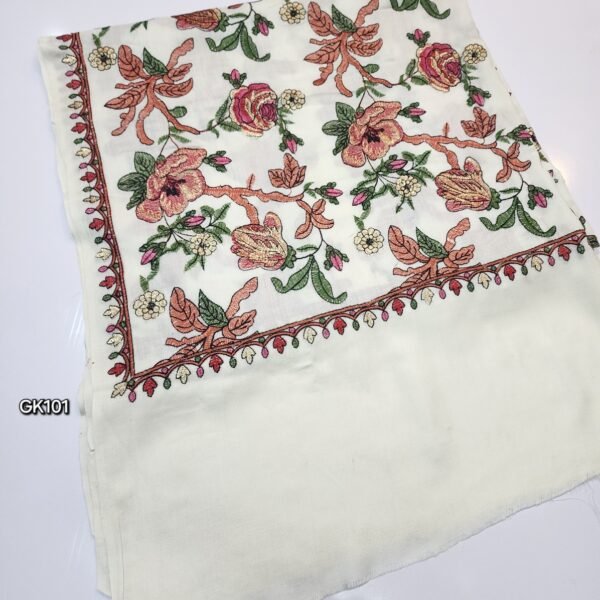 Gulabkar Pashmina Embroidered Shawl Fancy Tilla and Thread Work Perfect Gift For Her - Image 4