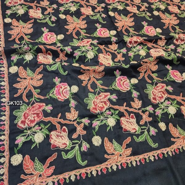 Gulabkar Pashmina Embroidered Shawl Fancy Tilla and Thread Work Perfect Gift For Her - Image 2