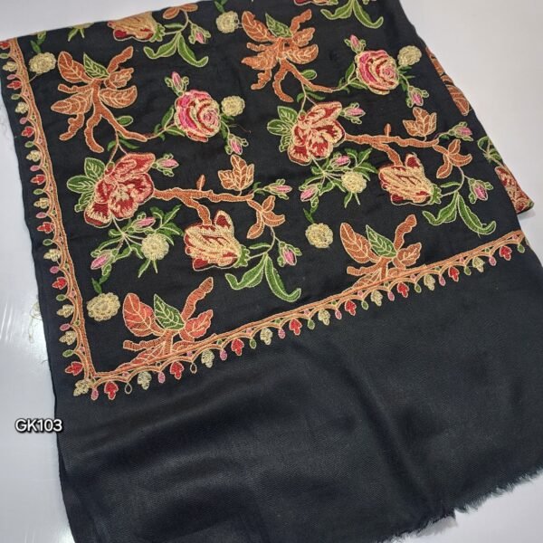 Gulabkar Pashmina Embroidered Shawl Fancy Tilla and Thread Work Perfect Gift For Her - Image 4