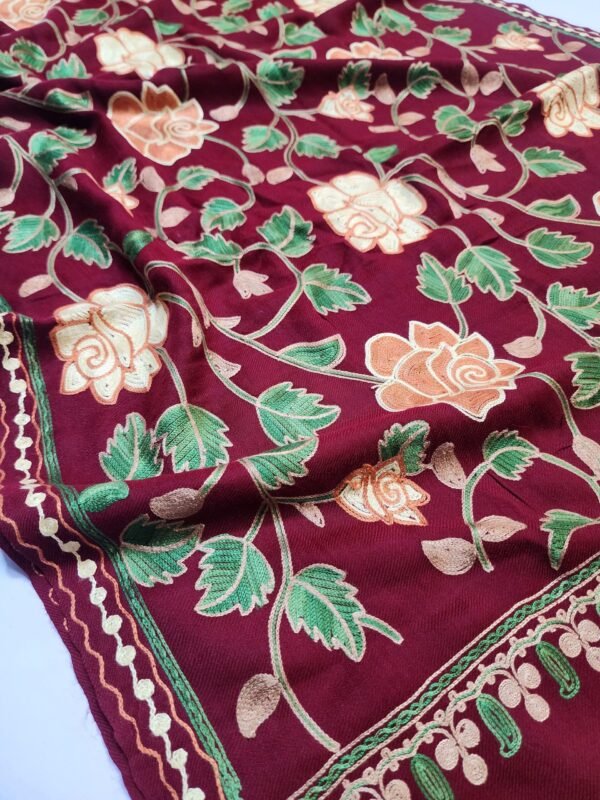 Pashmina Stole Full Embroidery Kashmiri Work in Sale Price perfect Gift 80x28 inches - Image 3