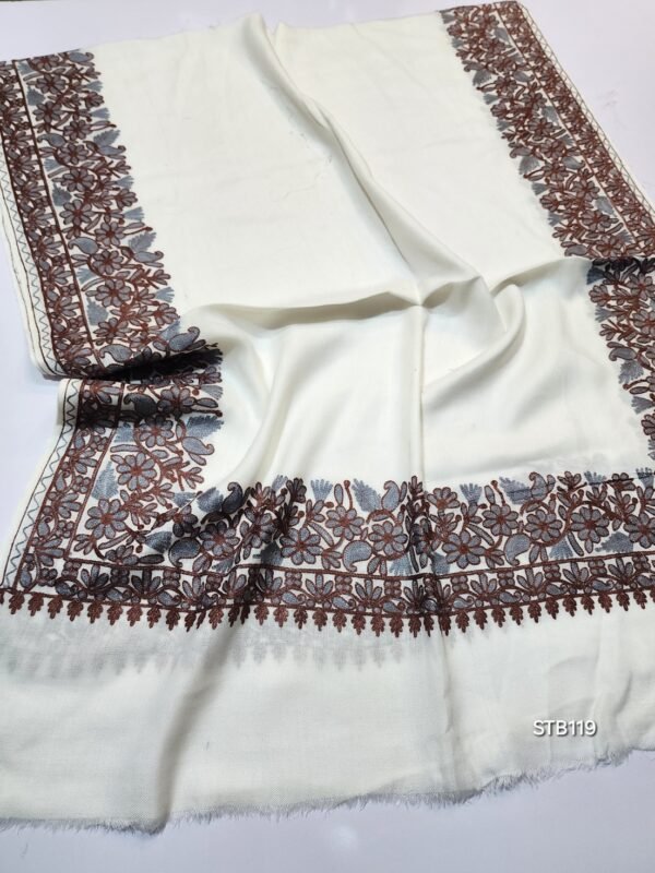 Pashmina Stole | Aari Border Embroidery 4 Side Border Perfect Gift - Image 2