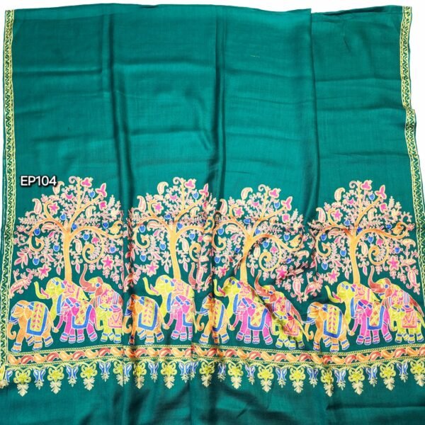 Pashmina shawl | Elephant Border Embroidery Fine Pashmina Shawl Perfect Gift Idea 2024 Design - Image 3