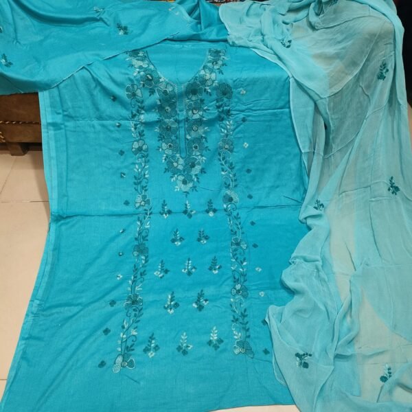 Handmade Suit 3 Piece Lawn Suit Chiffon Dupatta Gift For Her - Image 2