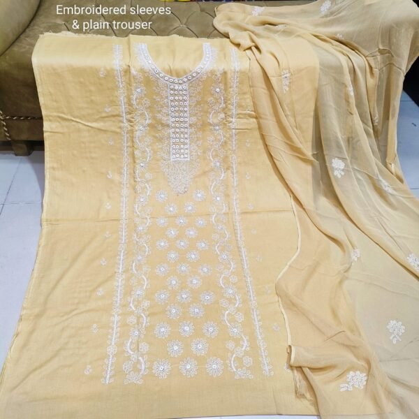 Handmade Suit 3 Piece Lawn Suit Chiffon Dupatta Gift For Her - Image 2