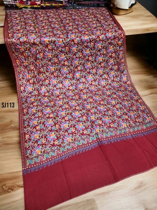 Gulabkar Pashmina Shawl Full Embroidered Kashmir Work Multi Embroidery Perfect Gift - Image 5