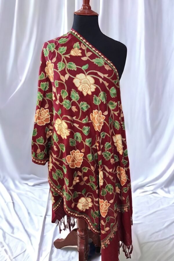 Pashmina Stole Full Embroidery Kashmiri Work in Sale Price perfect Gift 80x28 inches - Image 4