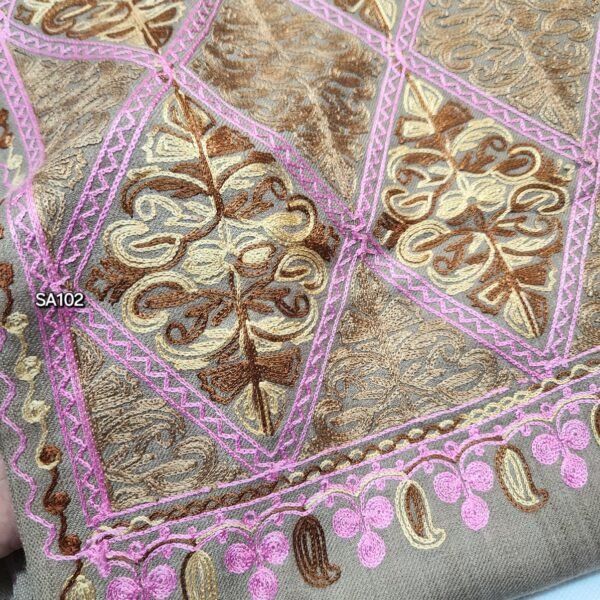 Pashmina Stole Full Embroidery Kashmiri Work in Sale Price perfect Gift 80x28 inches - Image 3