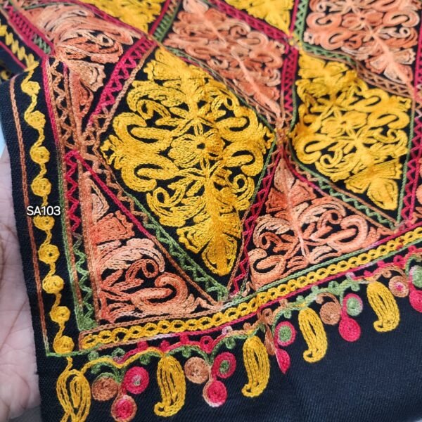 Pashmina Stole Full Embroidery Kashmiri Work in Sale Price perfect Gift 80x28 inches - Image 3