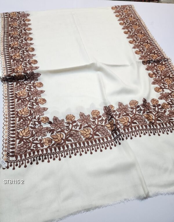 Pashmina Stole | Aari Border Embroidery 4 Side Border Perfect Gift - Image 2