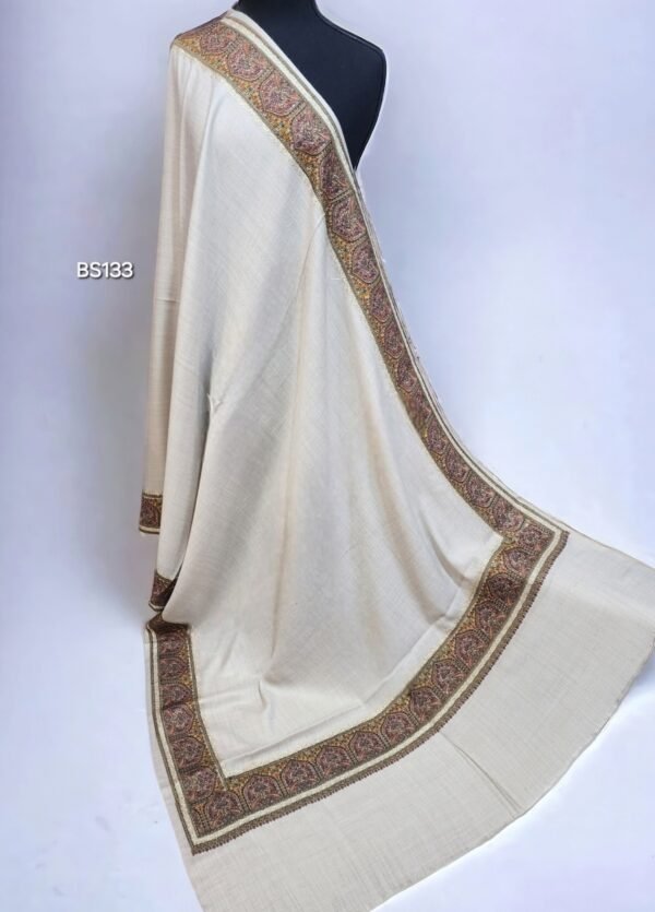 Pashmina Shawl | Papermache Border with Tilla Embroidery Fancy Shawl Perfect Gift 2024 Design - Image 3