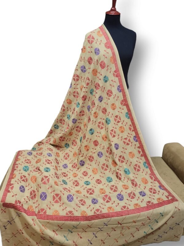 Phulkari Full Size Shawl | Handmade Khaddar Jaal Bagh Winter Shawl Perfect Gift - Image 5