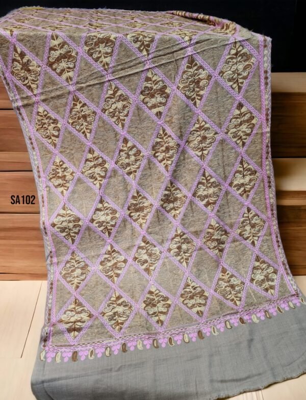 Pashmina Stole Full Embroidery Kashmiri Work in Sale Price perfect Gift 80x28 inches - Image 2