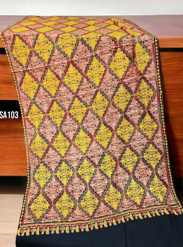 Pashmina Stole Full Embroidery Kashmiri Work in Sale Price perfect Gift 80x28 inches - Image 2