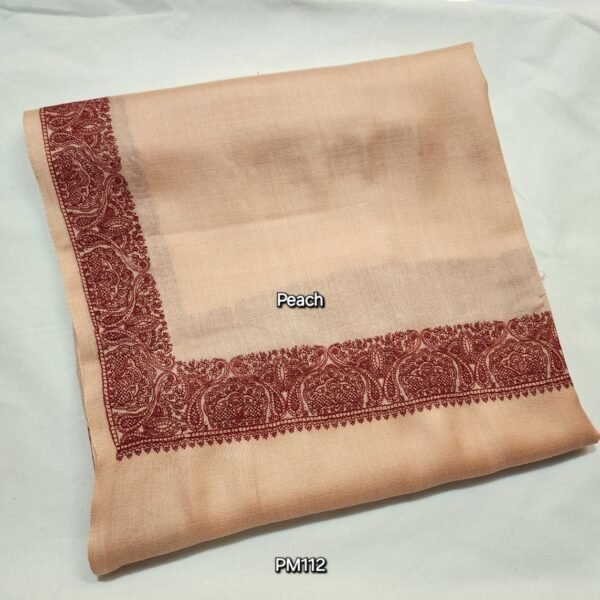 Pashmina Shawl Single Color 4 Side Border Embroidery