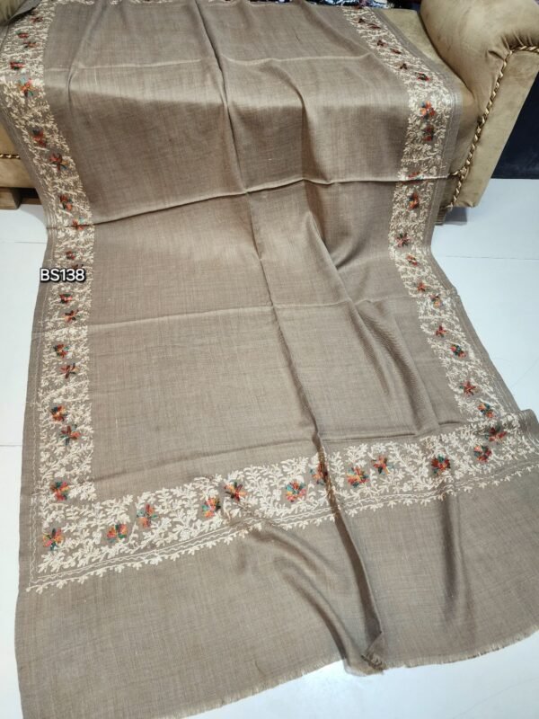 Kashmiri Shawl | Fine Pashmina Aari 4 Side Border Shawl Gift Item - Image 2