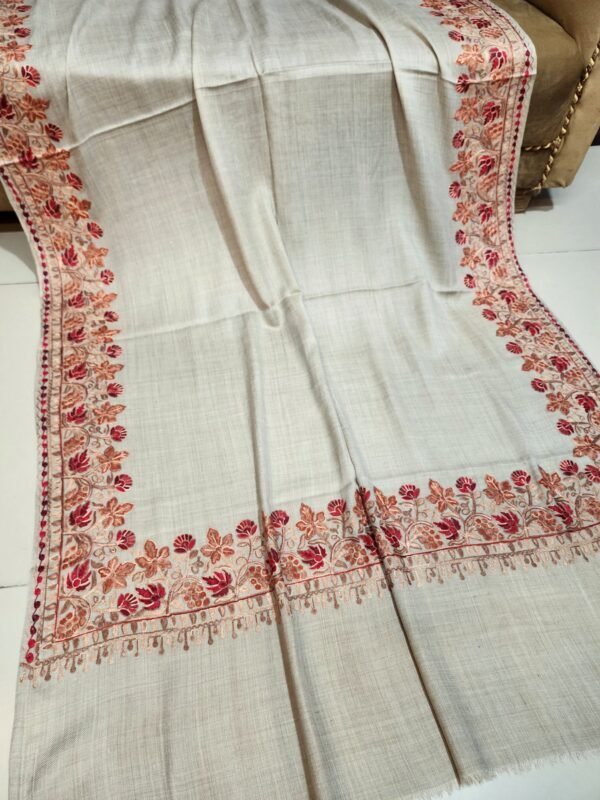 Kashmiri Shawl | Fine Pashmina Aari 4 Side Border Shawl Gift Item - Image 2