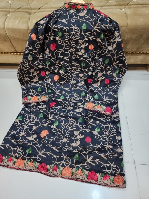 Coat | Kashmiri Embroidered Silk Coat Perfect Winter Wear Gift item Large - Image 2