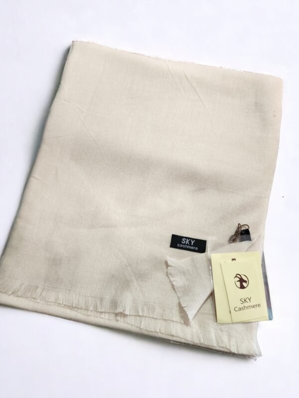 Sky Cashmere Plain Pashmina Full Size Shawl Perfect Soft Material for Winter | Off White - Image 2