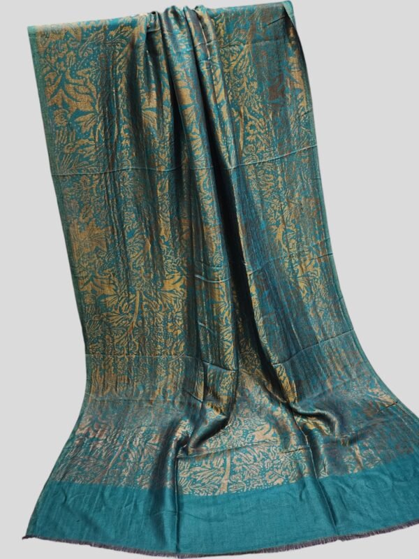 Moonlight Self Toosh Shawl Made in Kashmir Golden Moonlight Perfect Gift For Winters | Sea Green - Image 4